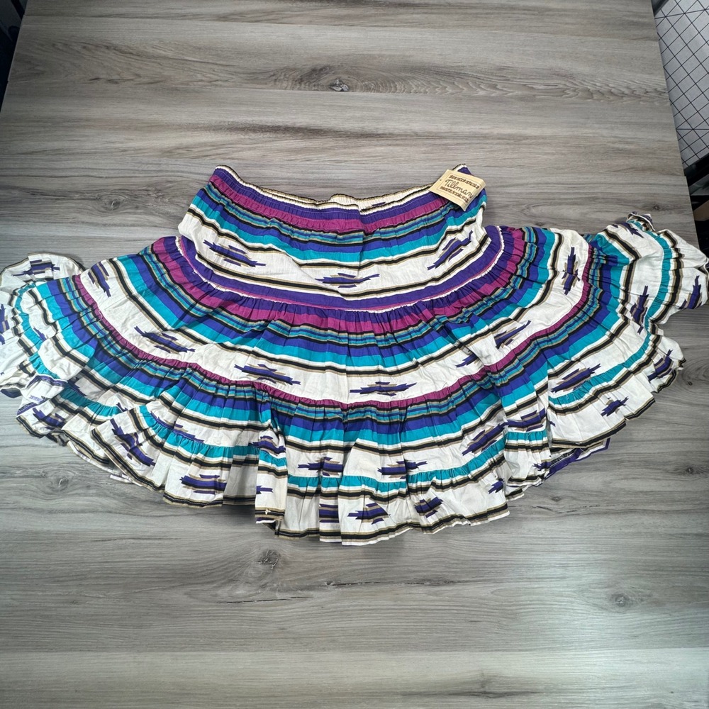 Tillman Southwestern Tribal Tiered Ruffled Mini Skirt Women's Size‎ M
